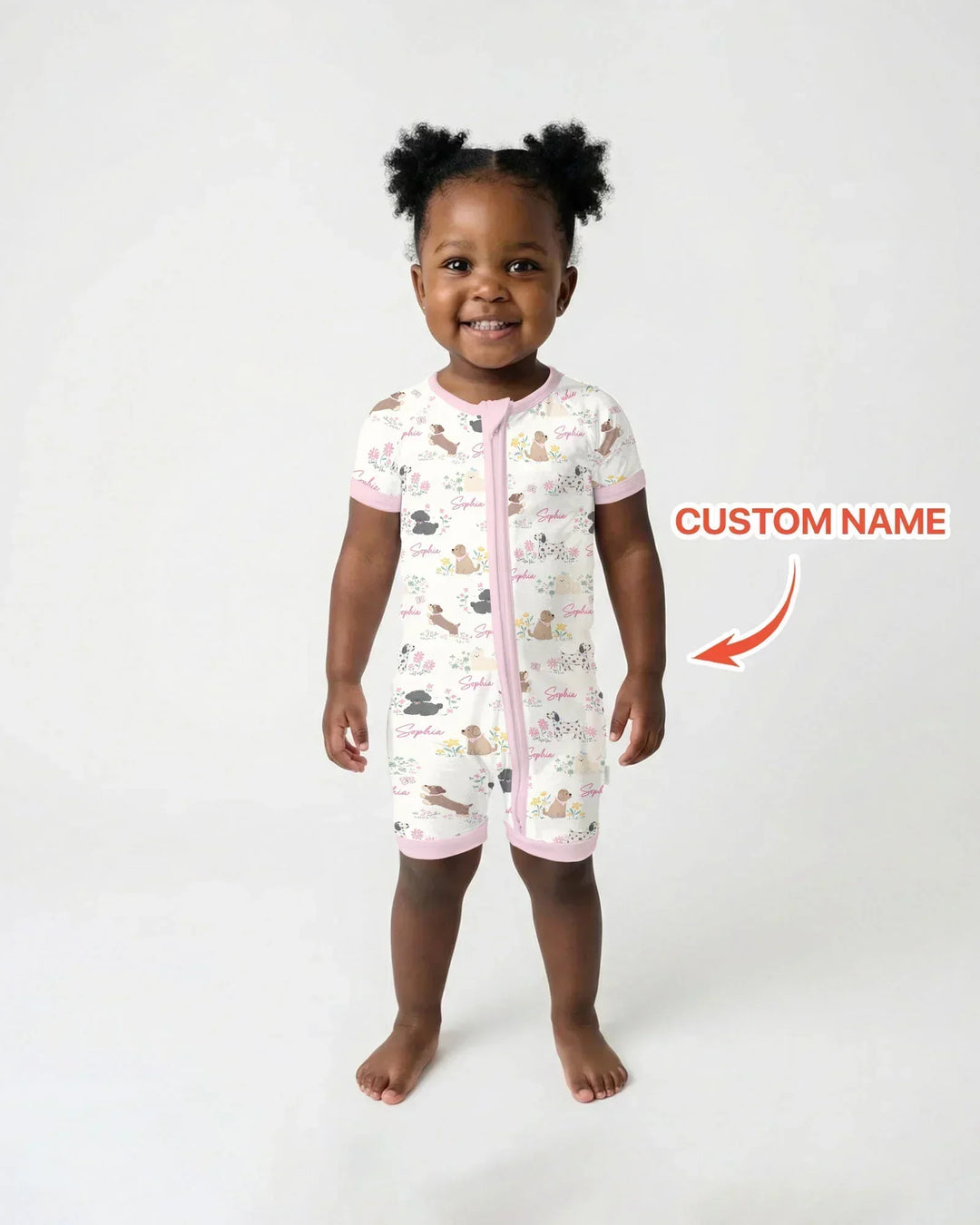 Custom Name Flower Dogs Bamboo Shorty Zippy