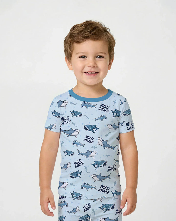 Wide Awake Matching Daddy & Me Bamboo Two Piece Short Sleeve Pajama Set