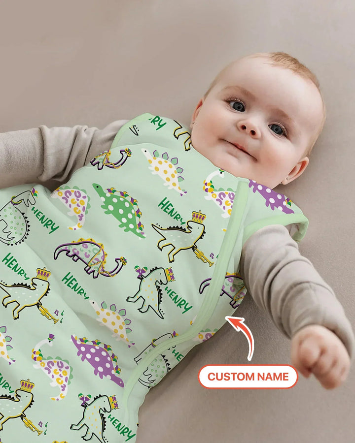 Custom Name Mardi Gras Saurus Bamboo Sleep Bag