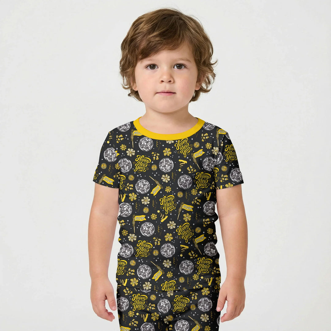 Disco New Years Eve Bamboo Two Piece Short Sleeve Pajama Set
