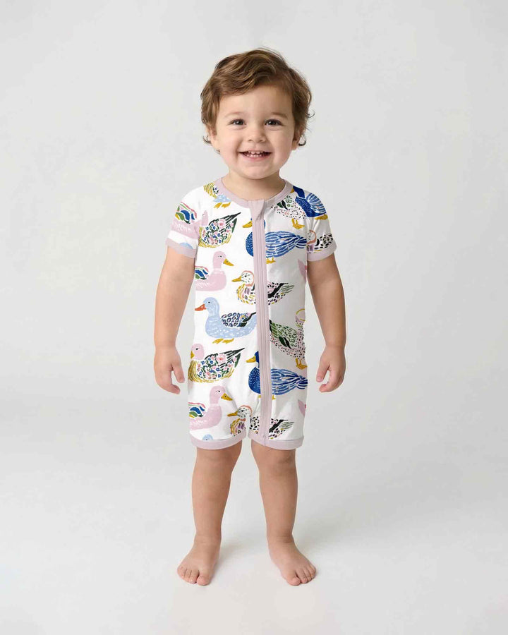 Whimsical Garden Ducks Bamboo Shorty Zippy