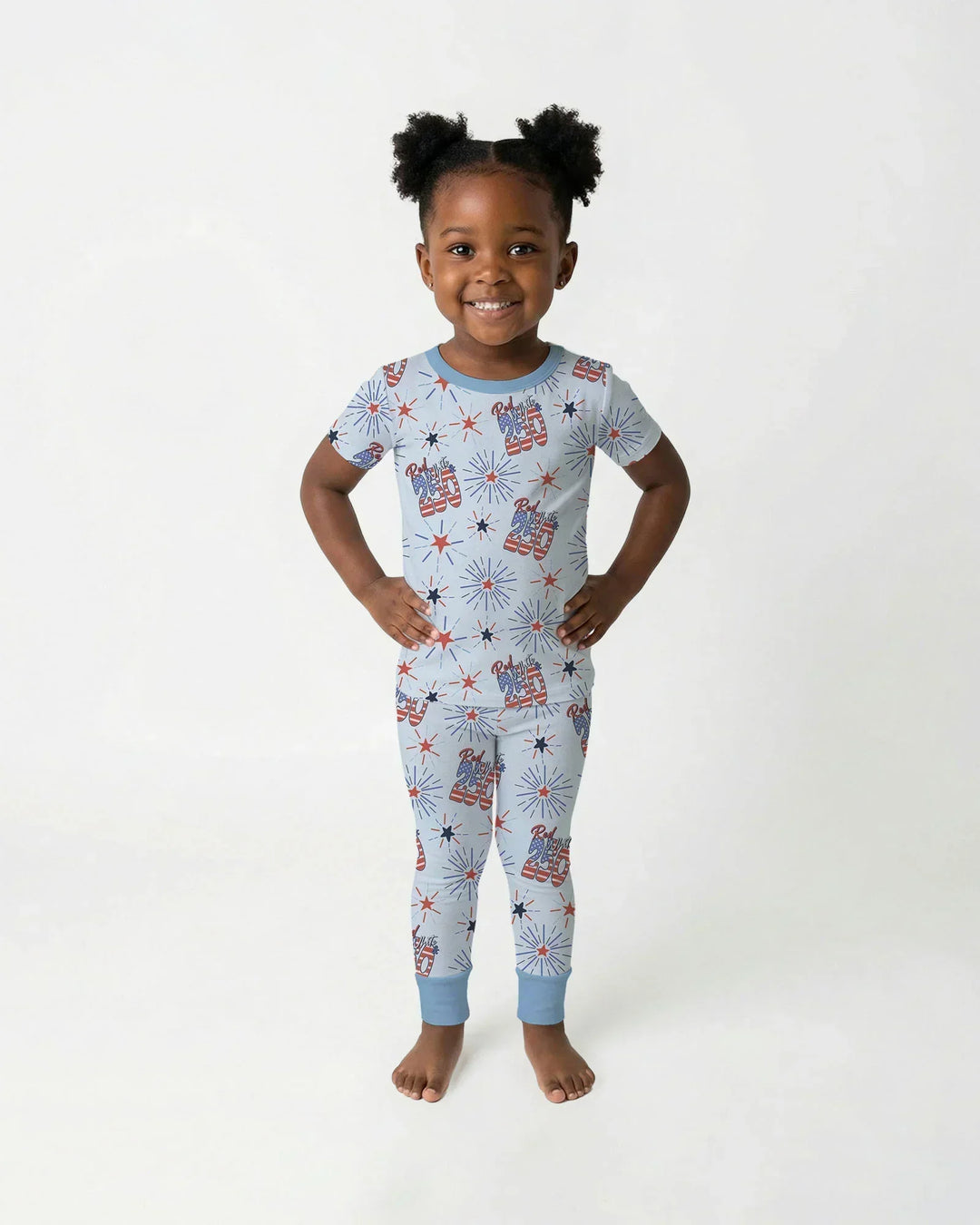 Red White and 250th Anniversary Bamboo Two Piece Short Sleeve Pajama Set