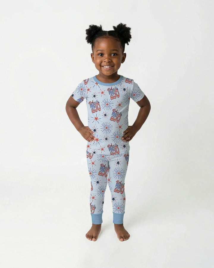 Red White and 250th Anniversary Bamboo Two Piece Short Sleeve Pajama Set