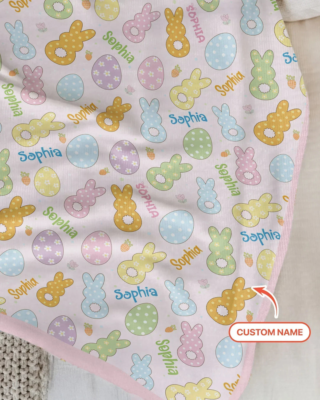 Custom Name Spring Pastel Easter Bamboo Blanket