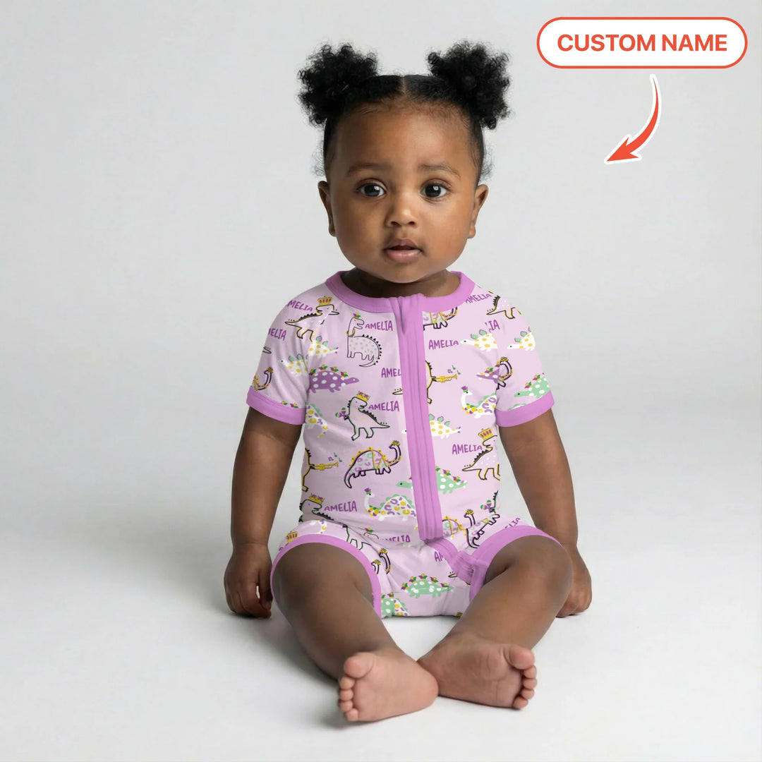 Custom Name Mardi Gras Saurus Bamboo Shorty Zippy