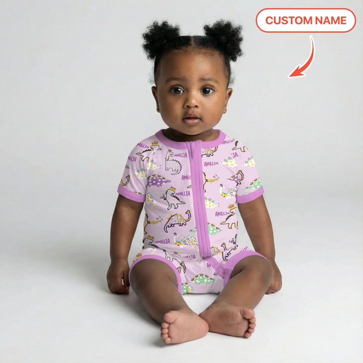 Custom Name Mardi Gras Saurus Bamboo Shorty Zippy