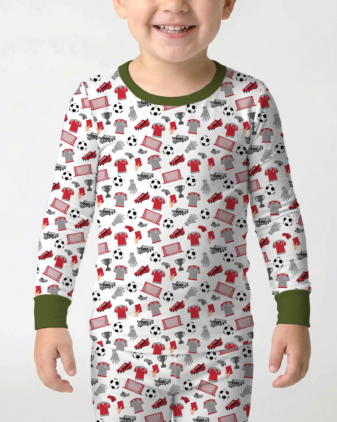 Soccer Gear Bamboo Two Piece Long Sleeve Pajama Set