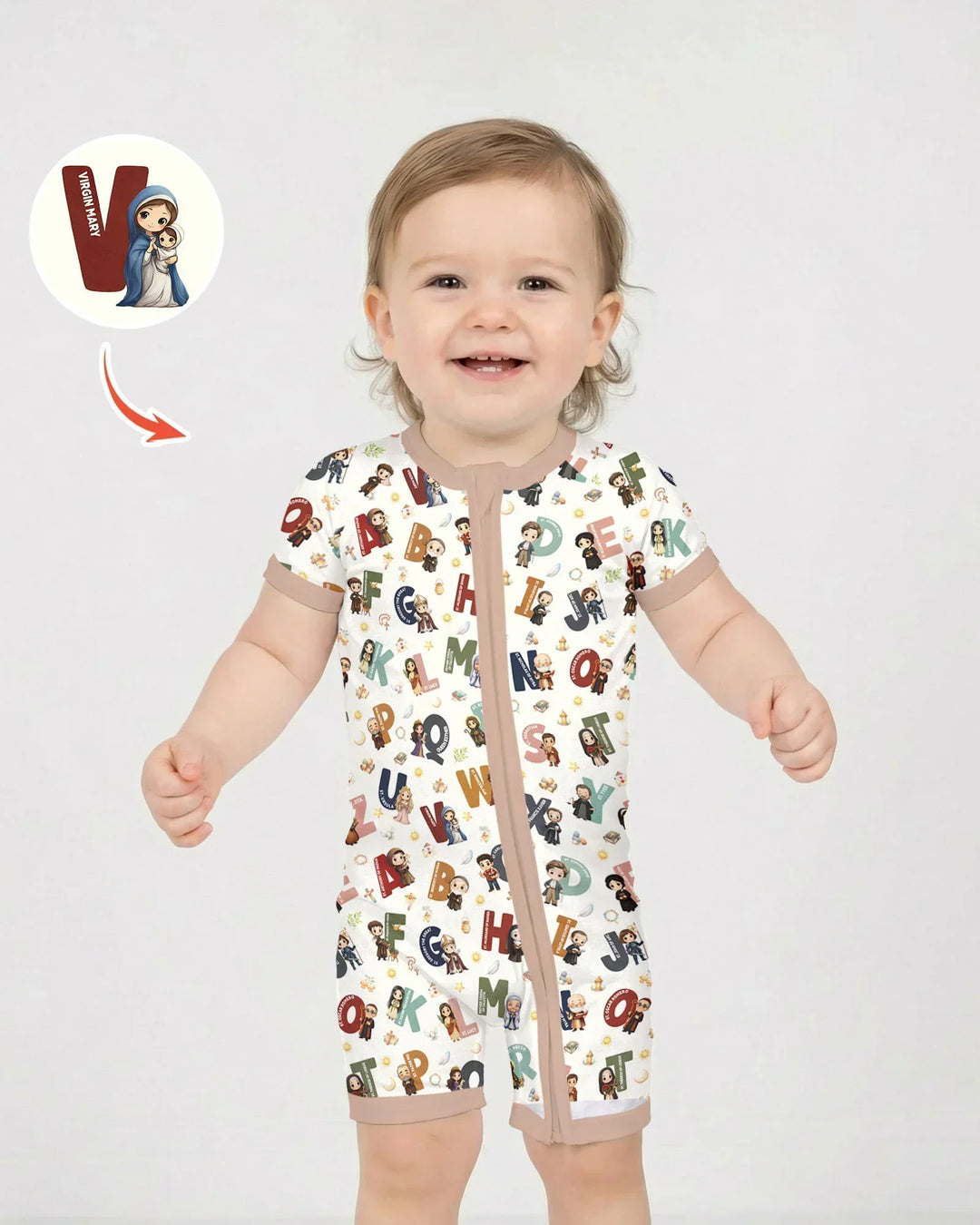 Catholic Saint ABCs Bamboo Shorty Zippy