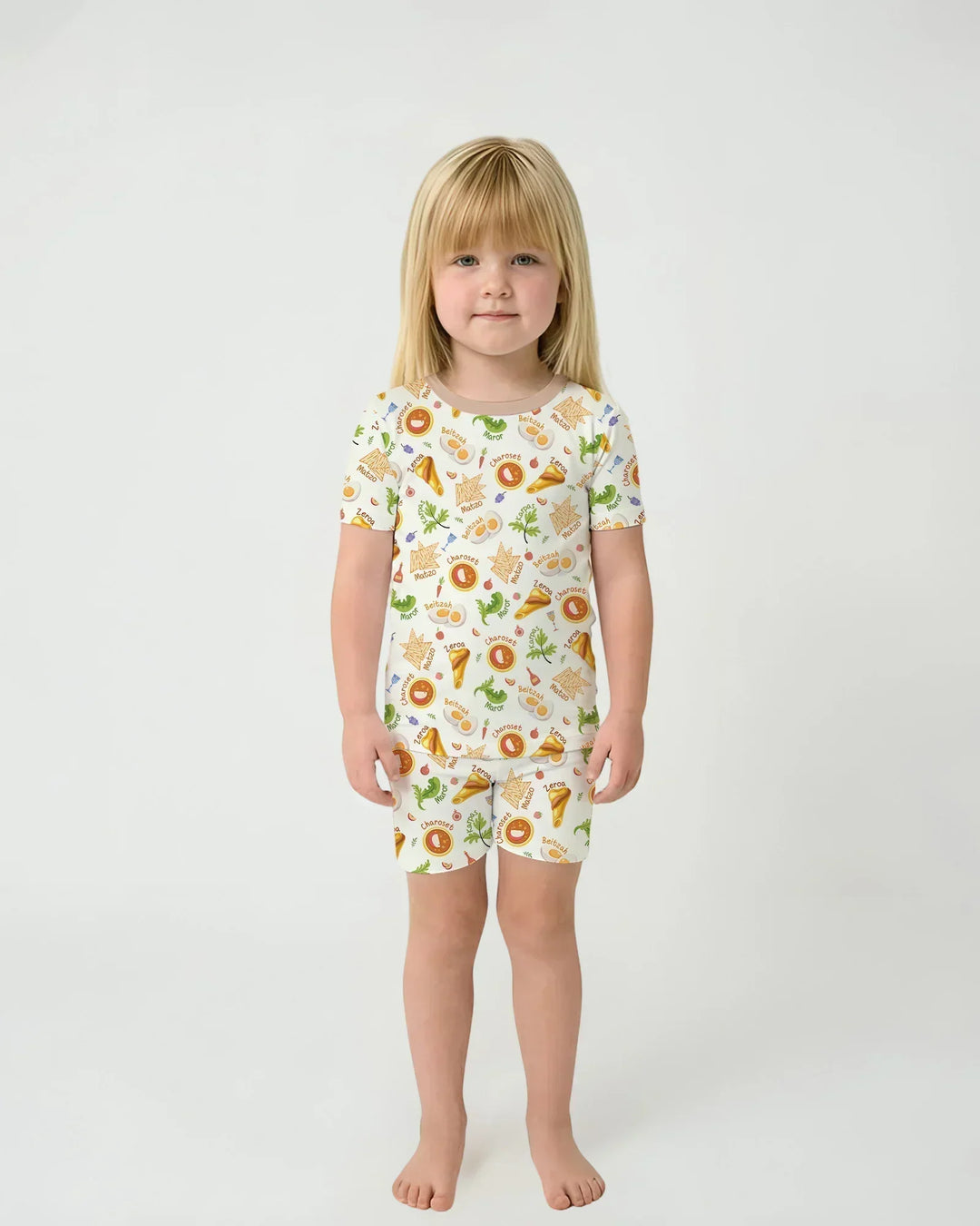 Happy Passover Family Matching Bamboo Two Piece Short Sleeve Shorts Pajama Set