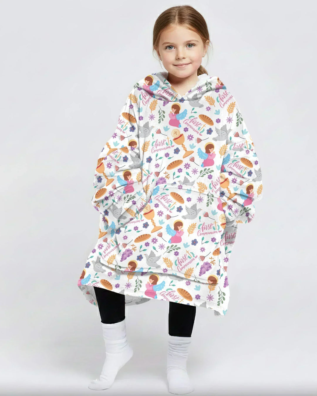 First Communion Wearable Bamboo Blanket Hoodie