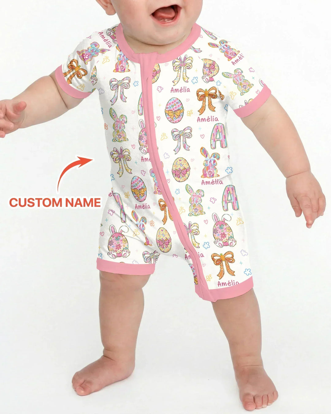 Happy Easter Custom Name Bamboo Shorty Zippy