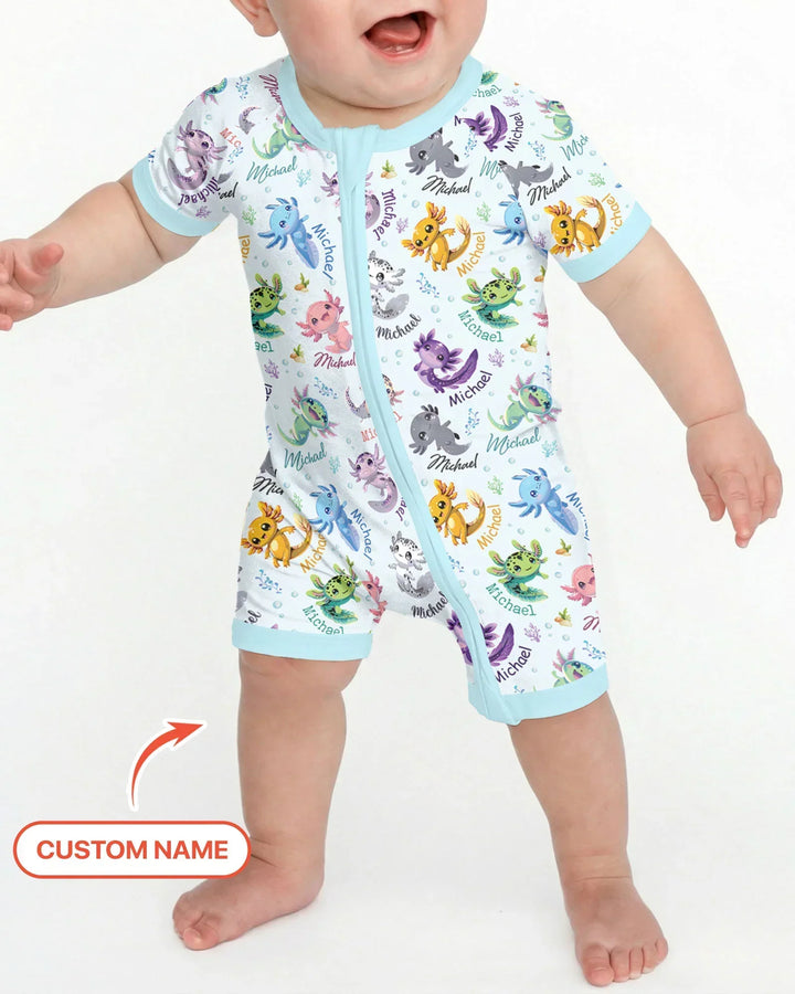I Love You Axolotl Custom Name Bamboo Shorty Zippy