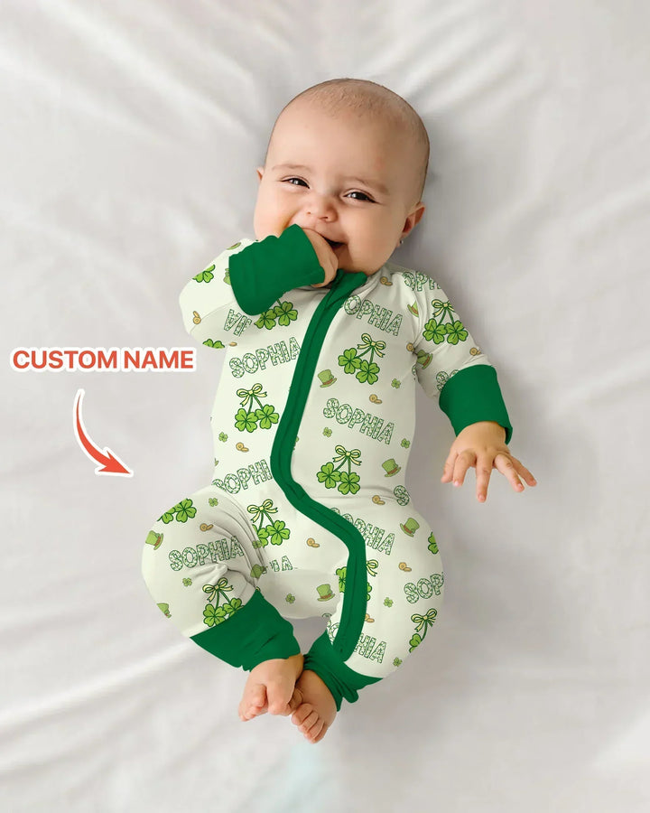 Custom Name Lucky Little Shamrock Bamboo Convertible Zippy