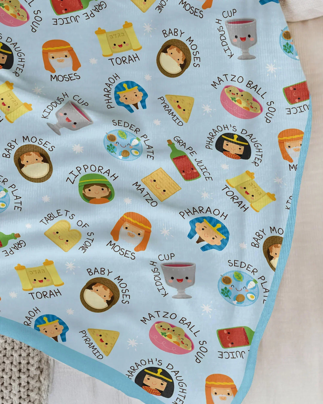 Cute Passover Characters Bamboo Blanket