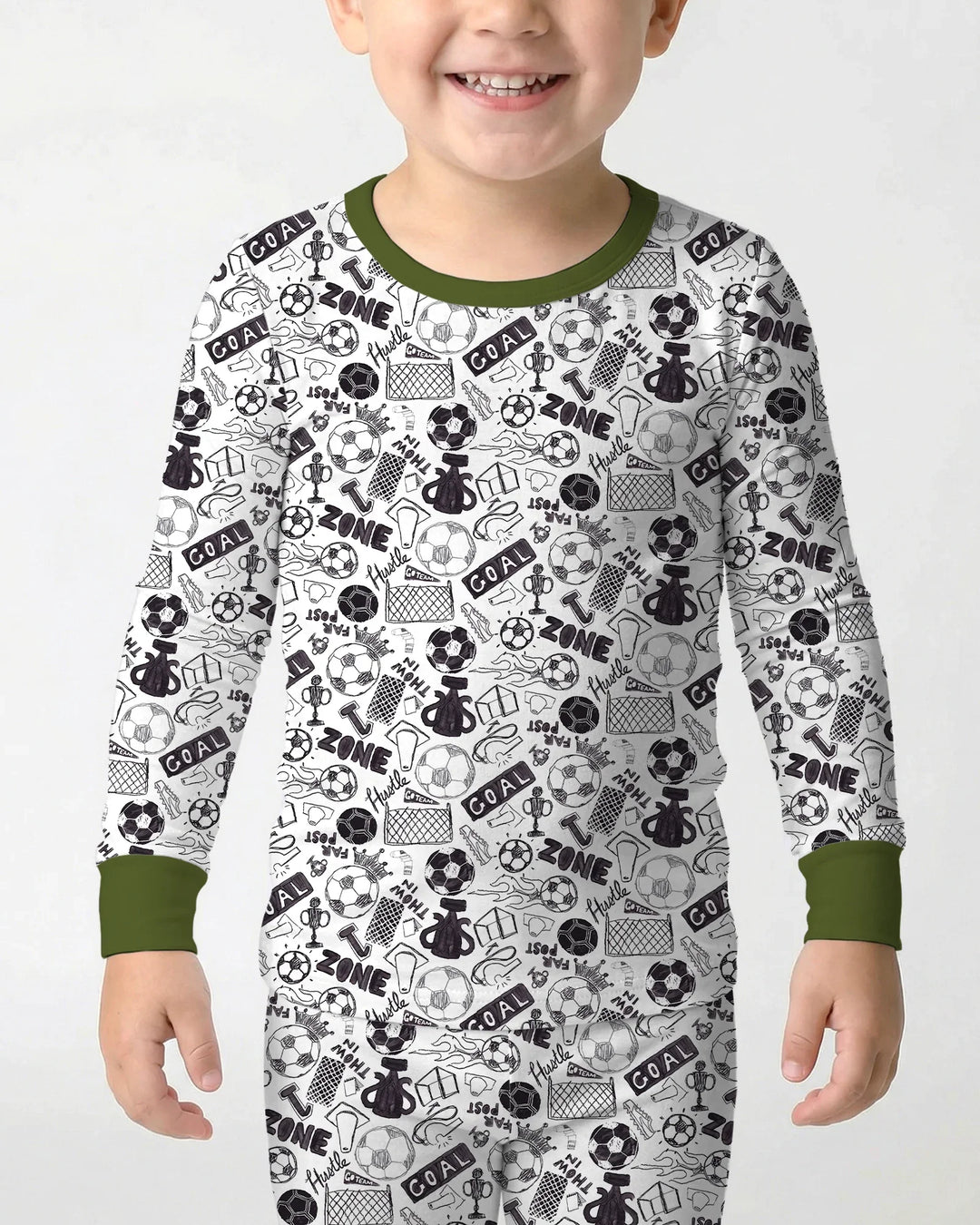 Soccer Doodle Bamboo Two Piece Long Sleeve Pajama Set