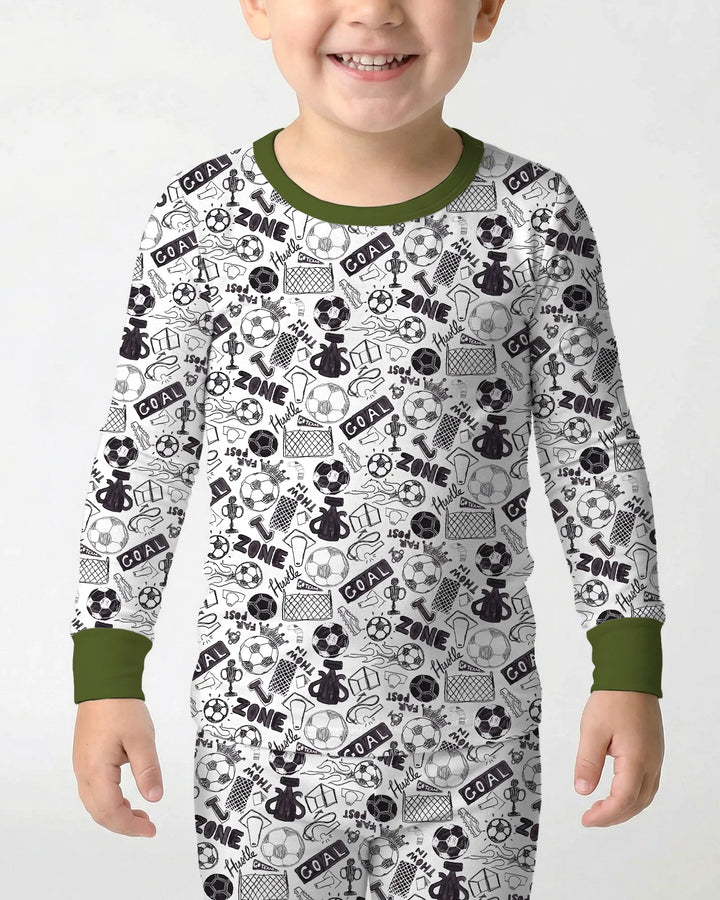 Soccer Doodle Bamboo Two Piece Long Sleeve Pajama Set