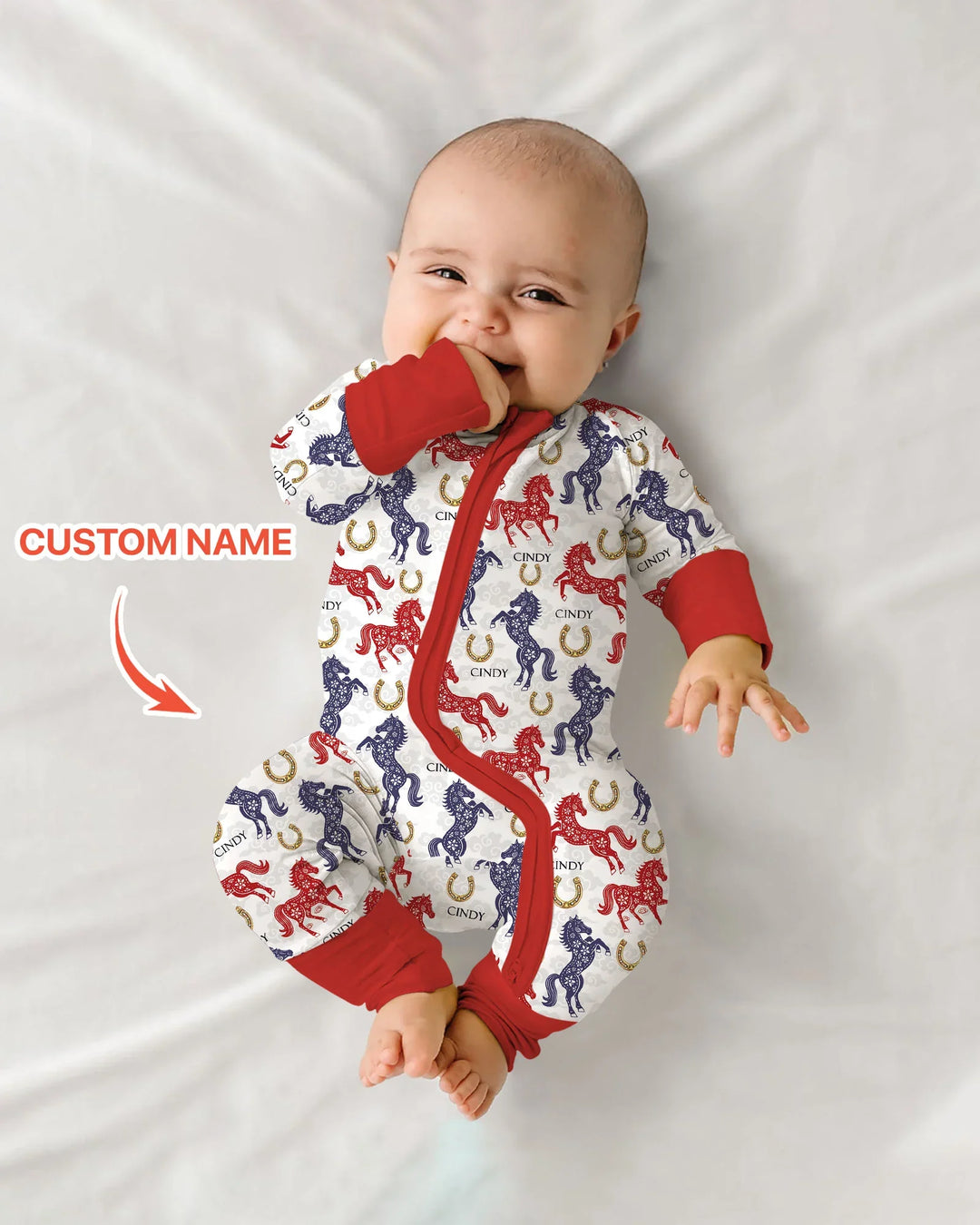 Custom Name Chinoiserie Horses Bamboo Convertible Zippy