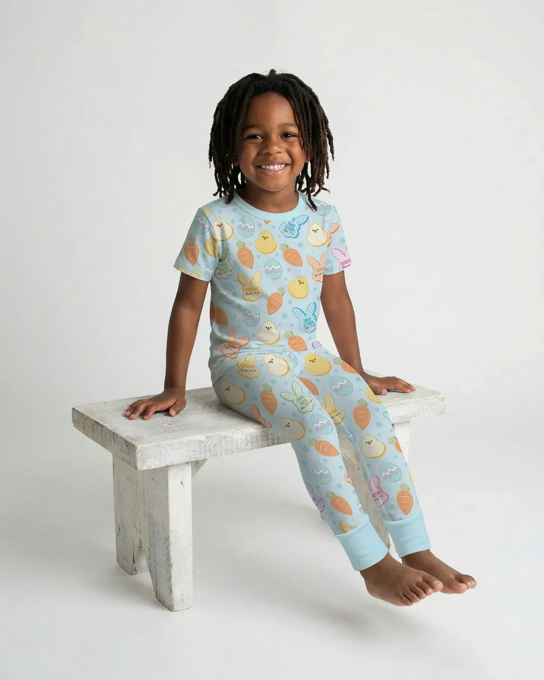 Easter Christian Bunny Bamboo Two Piece Short Sleeve Pajama Set