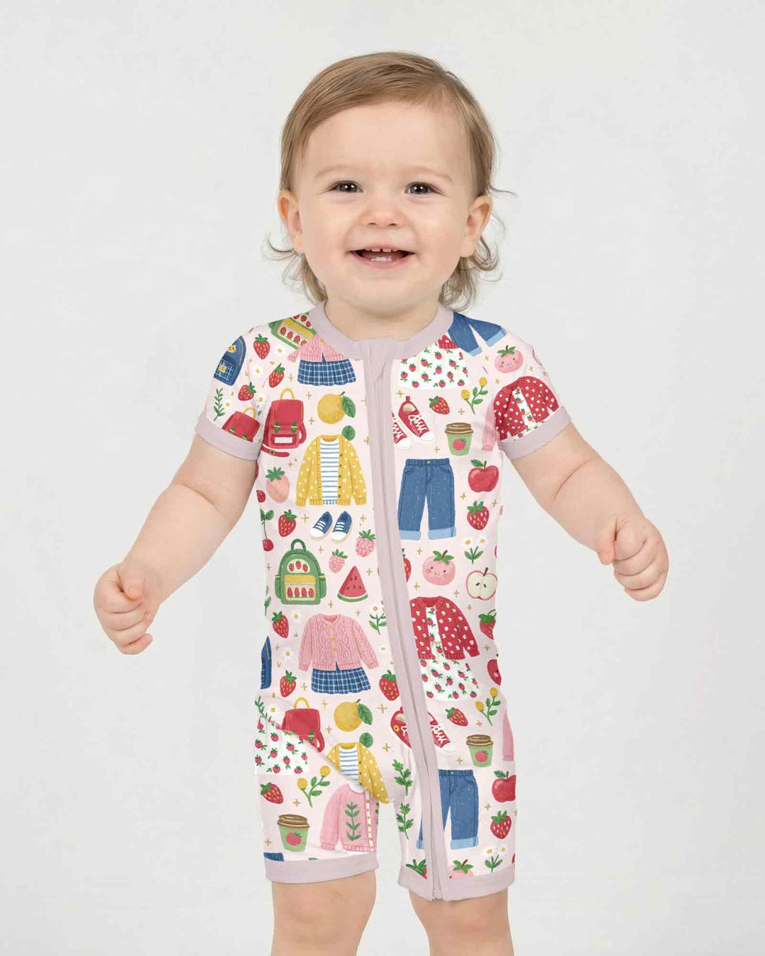 Strawberry School Style Bamboo Shorty Zippy