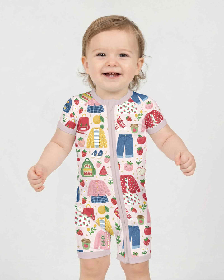 Strawberry School Style Bamboo Shorty Zippy