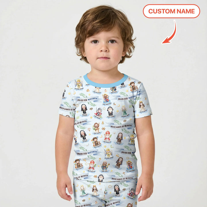 Holy Saints of Heaven Custom Name Bamboo Two Piece Short Sleeve Shorts Pajama Set