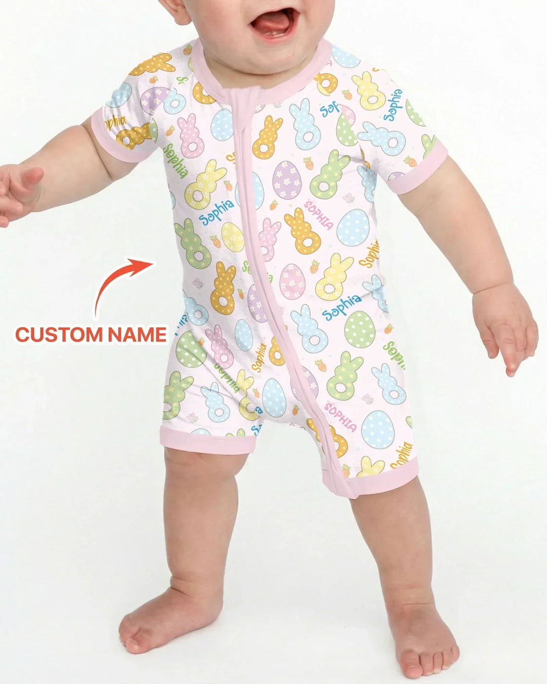 Custom Name Spring Pastel Easter Bamboo Shorty Zippy