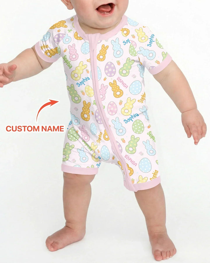 Custom Name Spring Pastel Easter Bamboo Shorty Zippy