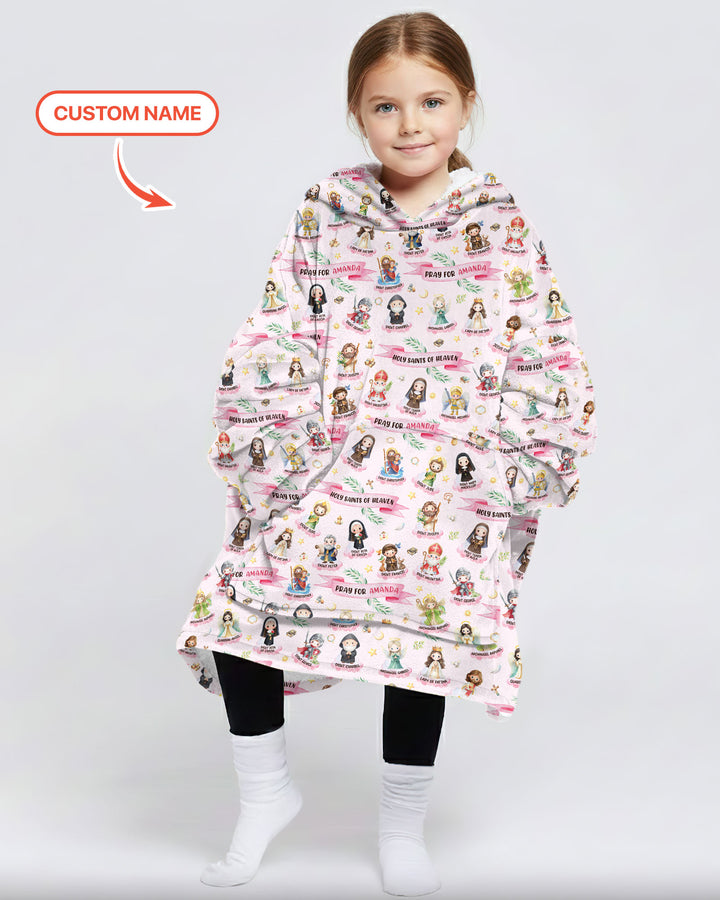 Holy Saints of Heaven Custom Name Bamboo Blanket Hoodie
