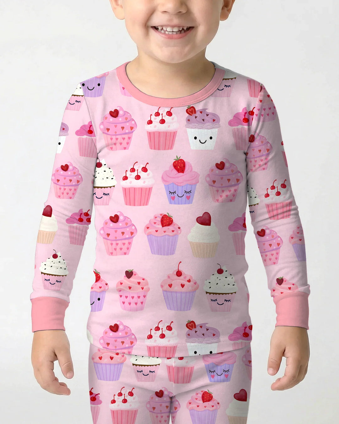 Valentine Emotional Cupcakes Bamboo Two Piece Long Sleeve Pajama Set