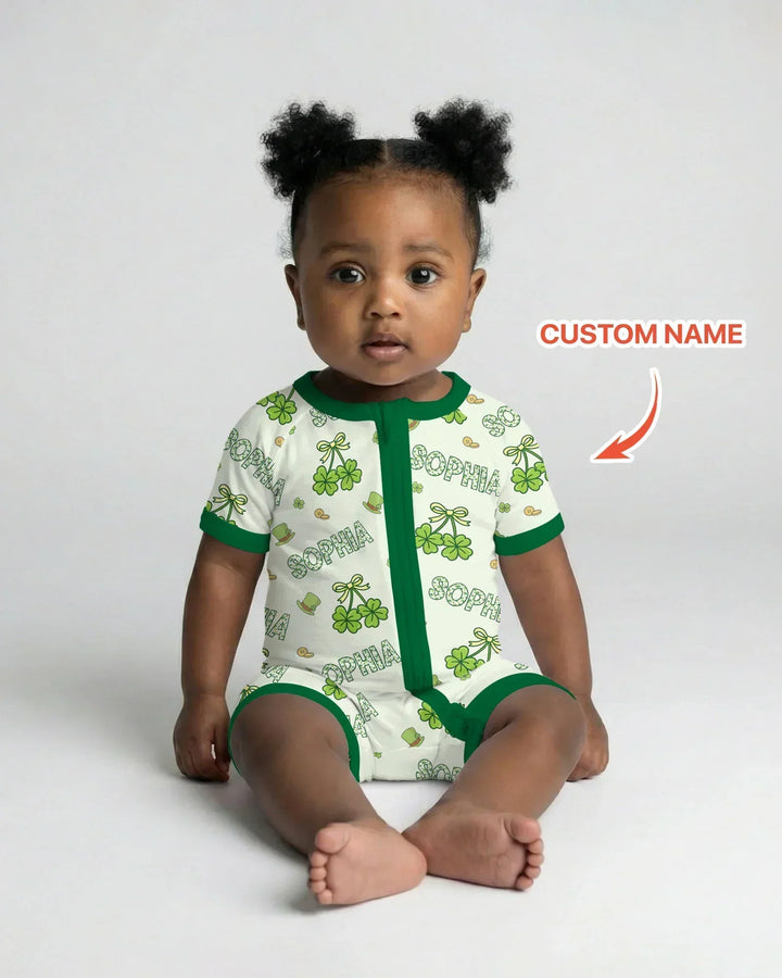 Custom Name Lucky Little Shamrock Bamboo Shorty Zippy