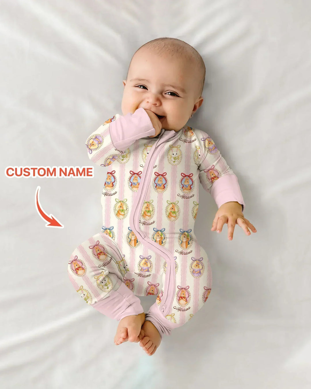 Custom Name Vintage Easter Bunny Bamboo Convertible Zippy