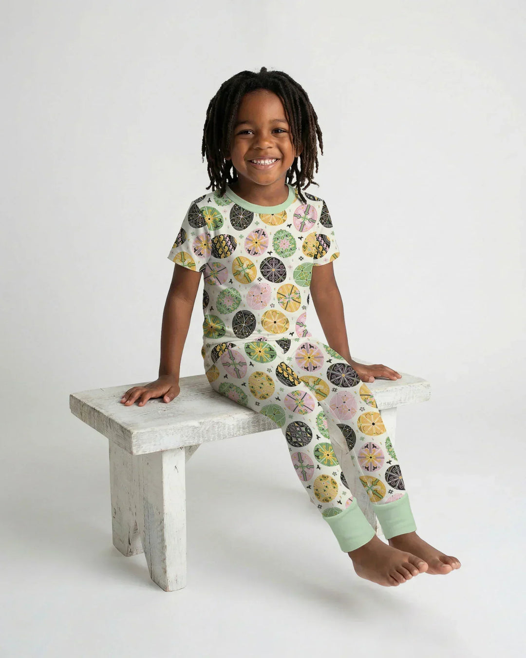 Pysanky Eggs Family Matching Bamboo Two Piece Short Sleeve Pajama Set