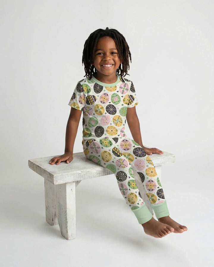 Pysanky Eggs Family Matching Bamboo Two Piece Short Sleeve Pajama Set
