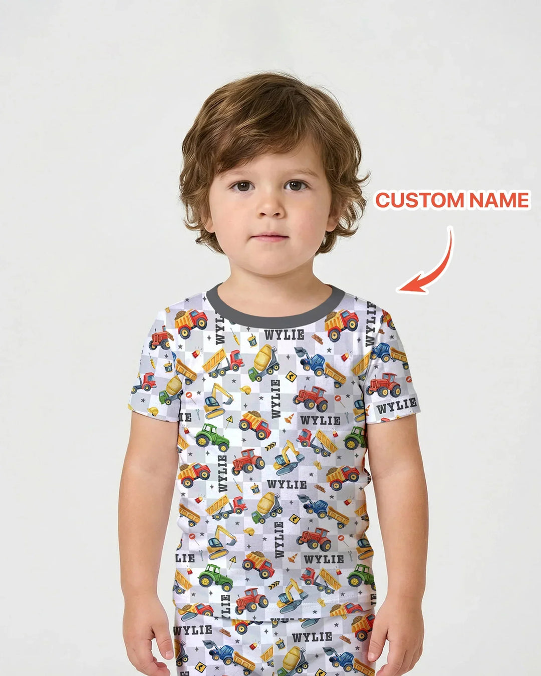 Under Construction Custom Name Bamboo Two Piece Short Sleeve Shorts Pajama Set