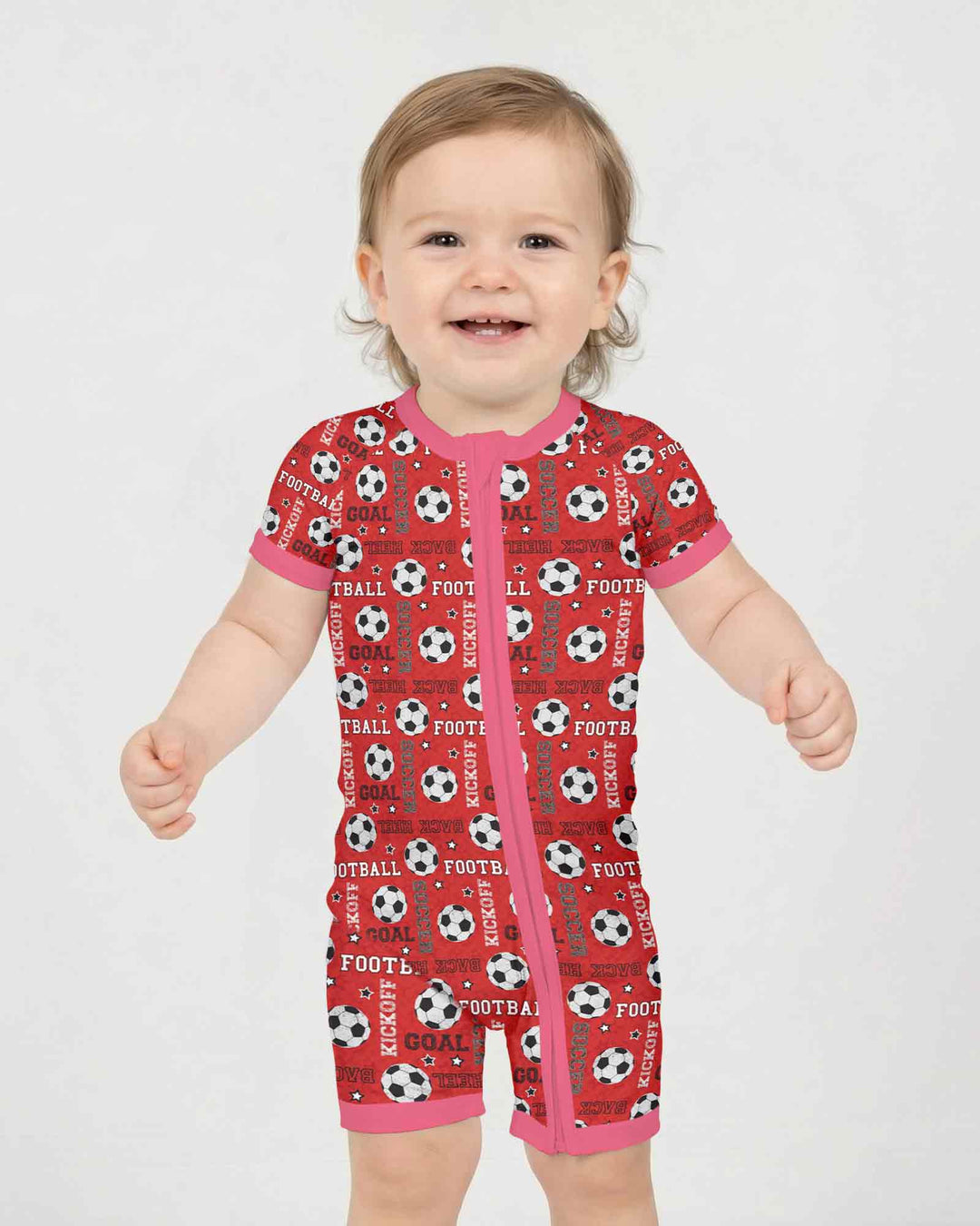 Red Soccer Ball Bamboo Shorty Zippy