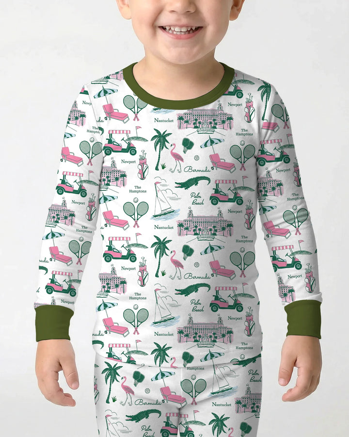 Preppy Palm Getaway Bamboo Two Piece Long Sleeve Pajama Set