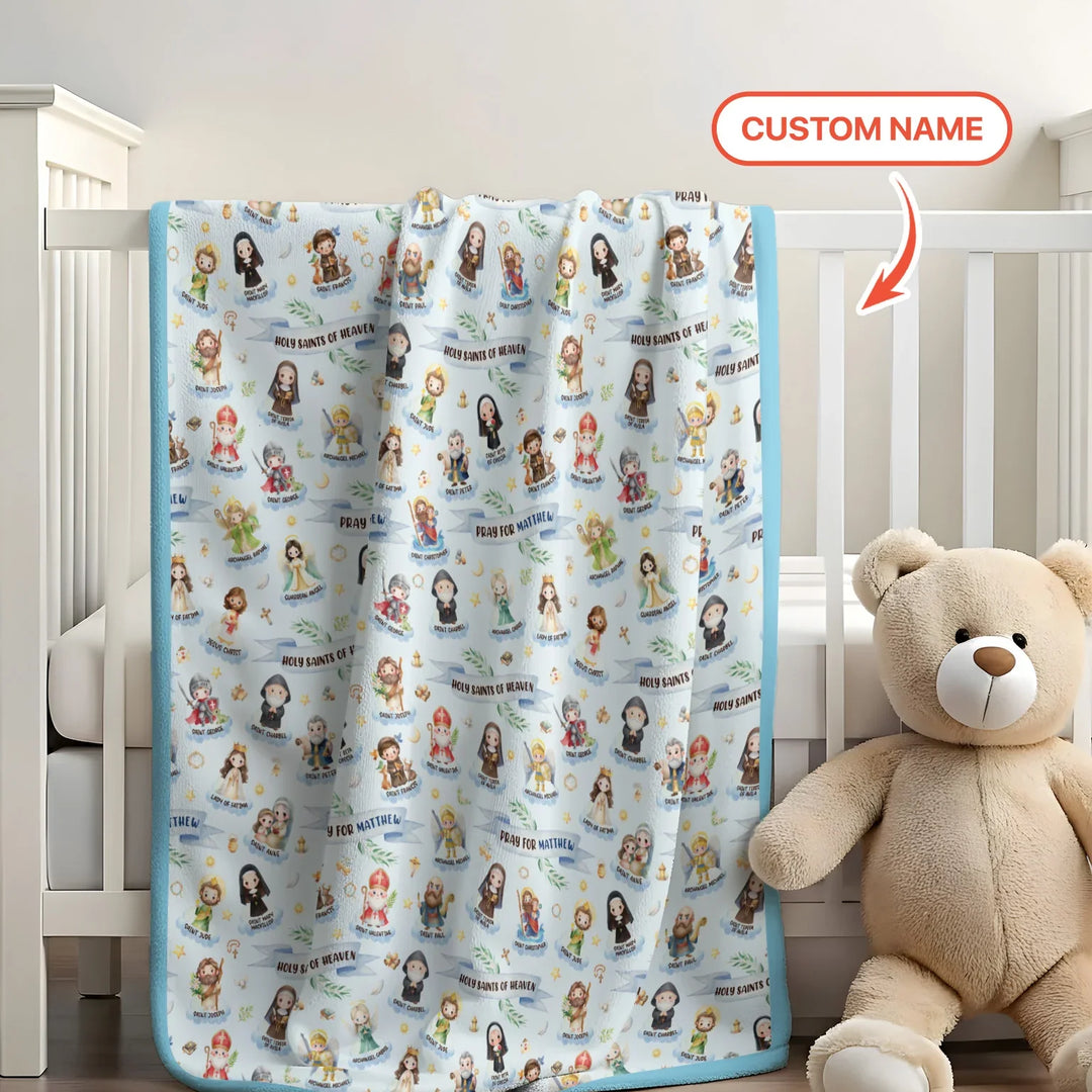 Holy Saints of Heaven Custom Name Bamboo Blanket