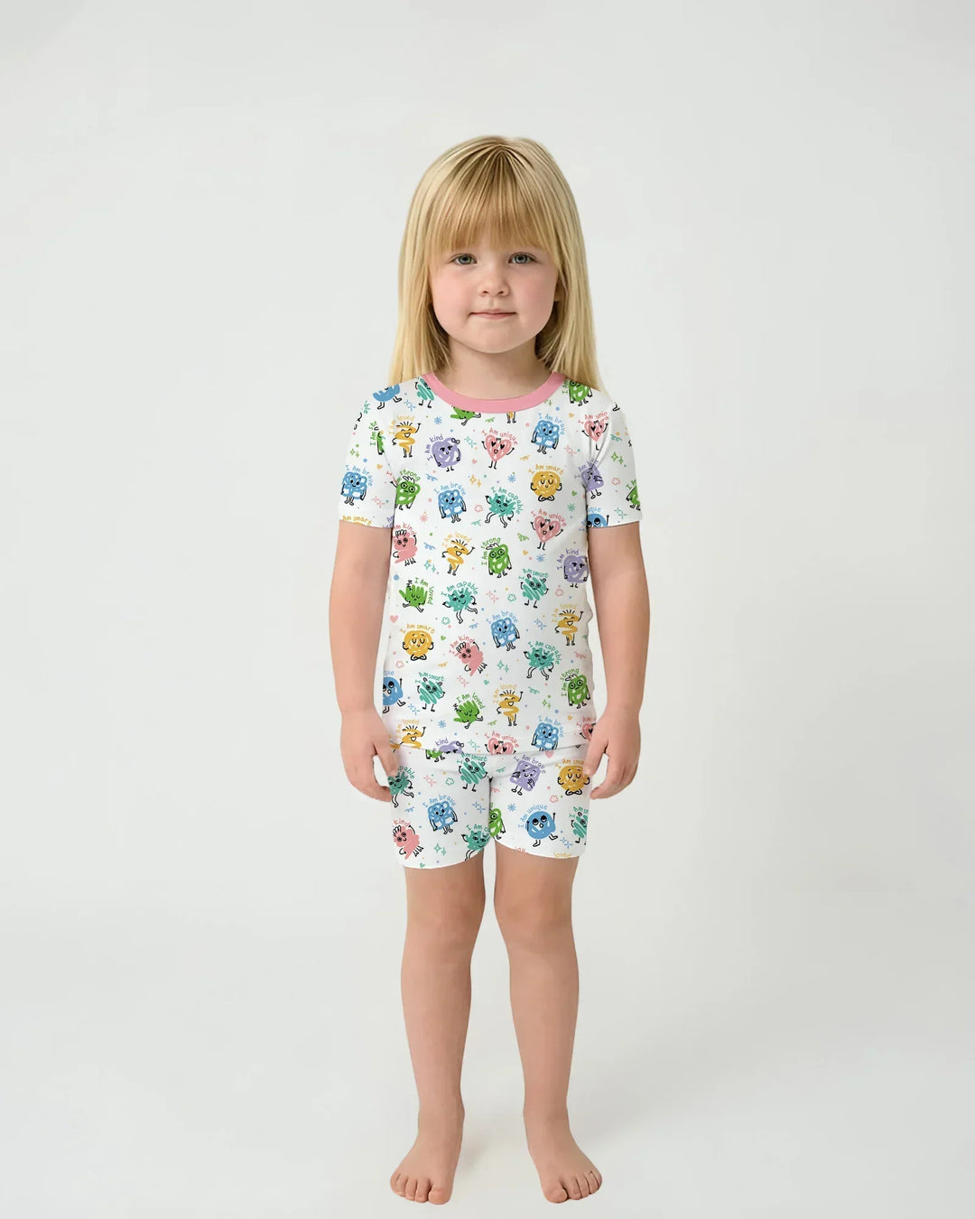 Positive Affirmations Bamboo Two Piece Short Sleeve Shorts Pajama Set