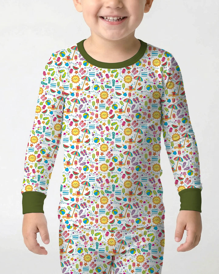 Sunshine Splash Party Bamboo Two Piece Long Sleeve Pajama Set