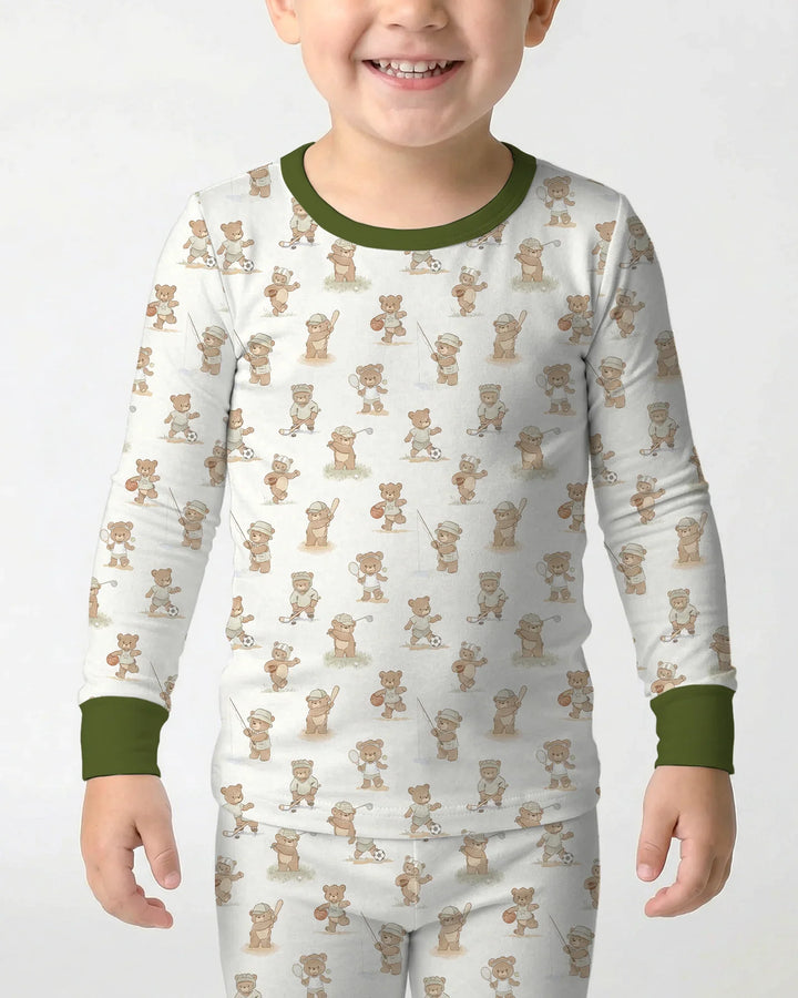 Teddy Team Spirit Bamboo Two Piece Long Sleeve Pajama Set