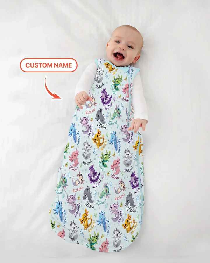 I Love You Axolotl Custom Name Bamboo Sleep Bag