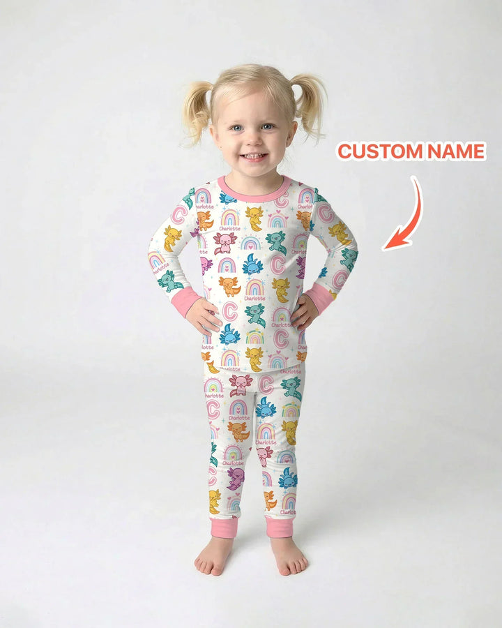 Axololt Custom Name Bamboo Two Piece Long Sleeve Pajama Set