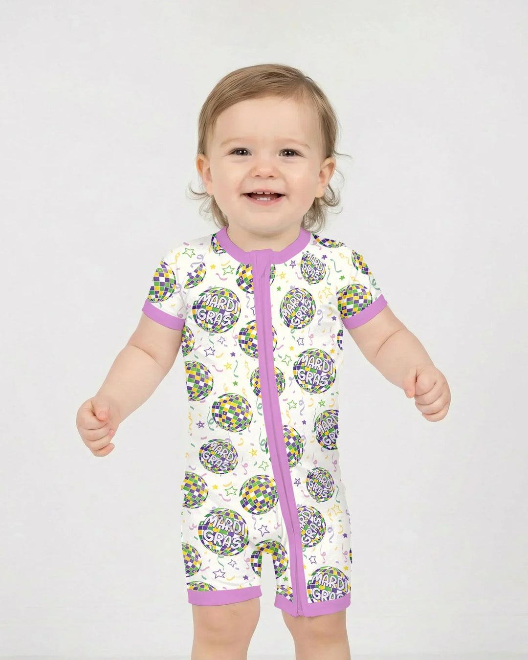 Mardi Gras Disco Ball Bamboo Shorty Zippy