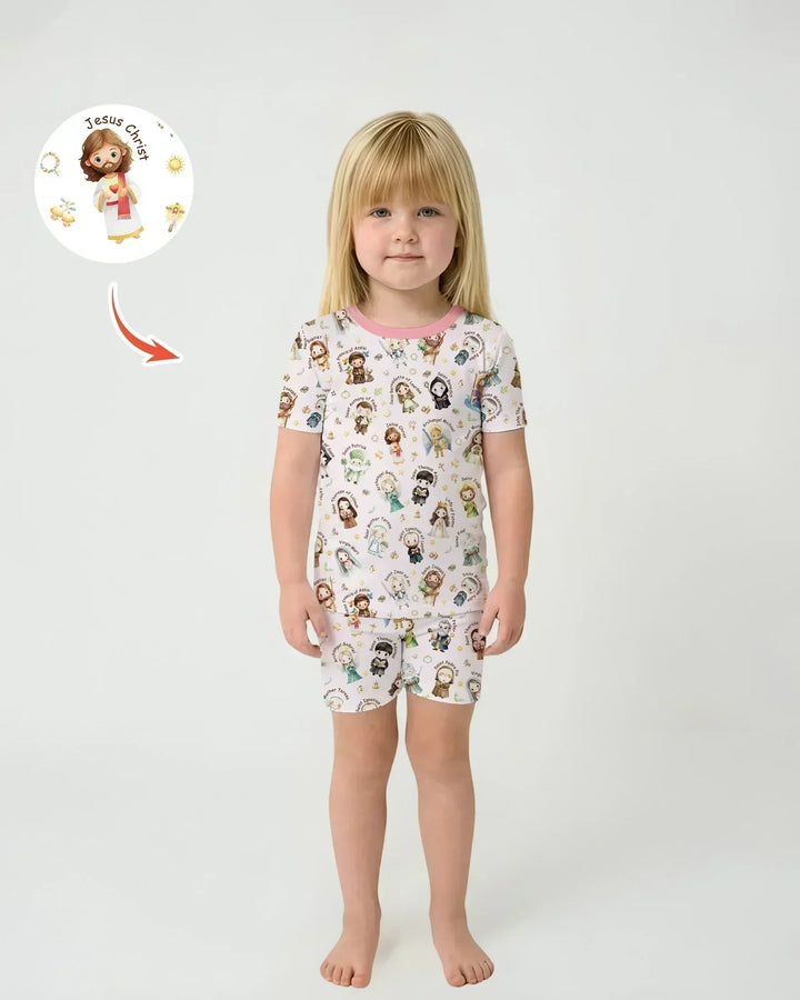 Little Saints Bamboo Two Piece Short Sleeve Shorts Pajama Set