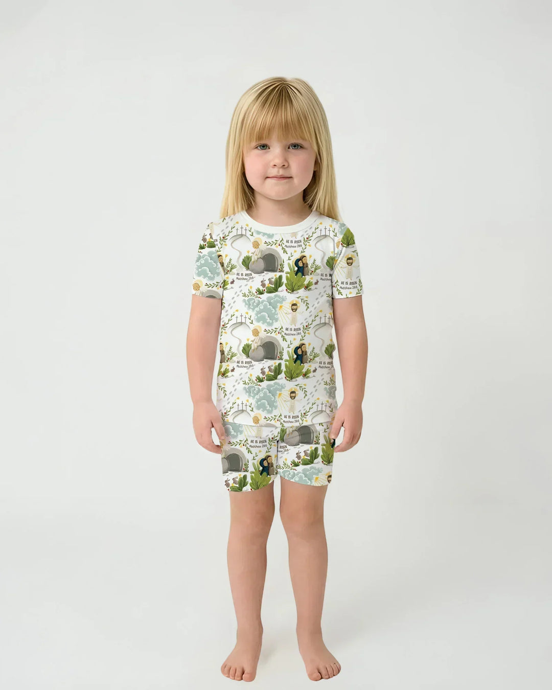 He Is Risen Two Piece Short Sleeve Shorts Pajama Set