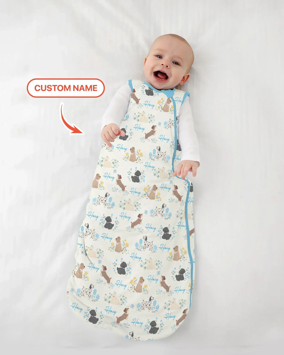 Custom Name Flower Dogs Bamboo Sleep Bag