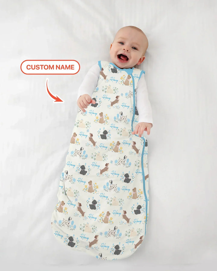 Custom Name Flower Dogs Bamboo Sleep Bag