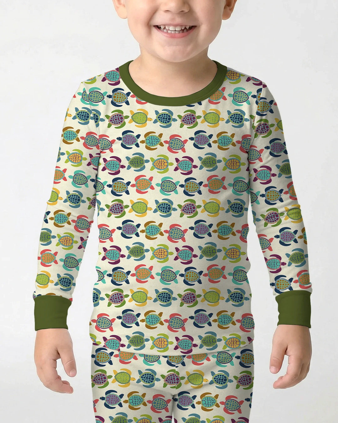 Happy Turtle Parade Bamboo Two Piece Long Sleeve Pajama Set