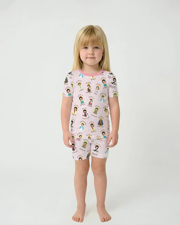 Little Marian Blessings Bamboo Two Piece Short Sleeve Shorts Pajama Set