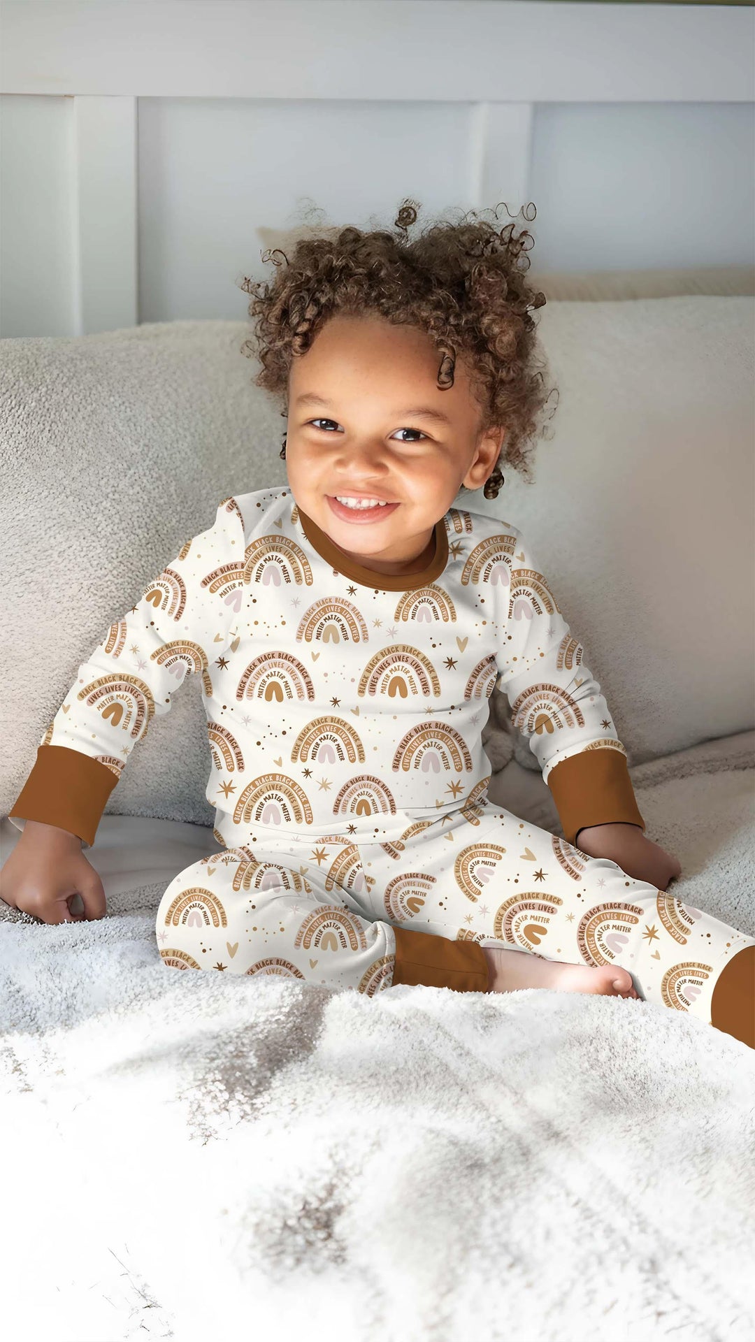 Back Lives Matter Rainbow Bamboo Two Piece Long Sleeve Pajama Set